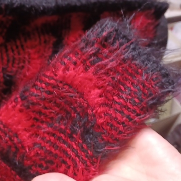 Investments red black soft fuzzy sweater cardigan size SP - Picture 2 of 4